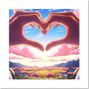 Love hand heart valentines day lovely scenery Posters and Art